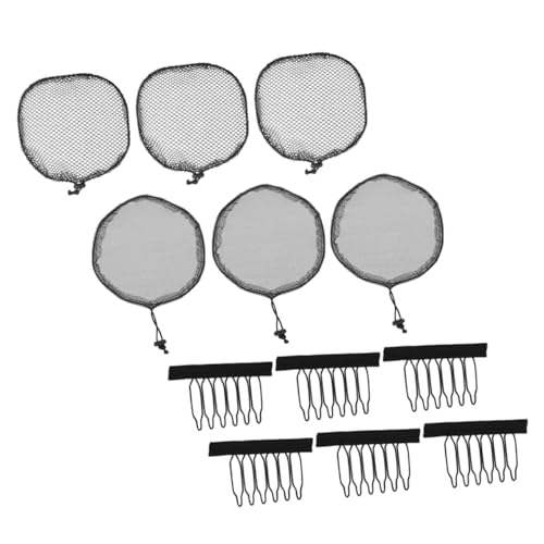 SOESFOUFU 12pcs Black Drawstring Ponytail Net Cap for Wig Making Elastic and Breathable Cap Hairdressing Tool