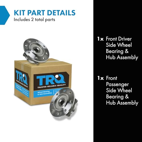 Image of TRQ Front Left and Right Wheel Bearing and Hub Assembly Set 2 Piece Compatible with 94-97 Dodge Ram 3500 4WD Model 98-99 RWD with Solid Front Axle with 2 Wheel ABS
