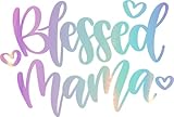 NBFU Blessed Mama Mom Momlife Quotes 2 (Holographic Opal Purple) (Set Of 2) Premium Waterproof Vinyl Decal Stickers For Laptop Phone Helmet Car Window Bumper Mug Tuber Cup Door Wall Decoration