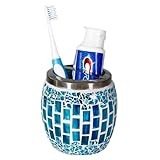 TAOHUAJIANG Mosaic Handmade Bathroom Accessories Set Bathroom Soap Dispenser Set Soap Holder Bathroom Toothbrush Holder Set Vanity Tray Bathroom Accessory Set Bathroom Soap Set (Toothbrush Holder)