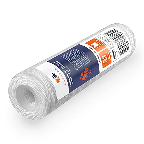 Aquaboon Whole House 1 Micron String Wound Water Filter 10 x 2.5 Cartridge for Well Water Filter Replacement Compatible with WHKF-WHSW, AP110, 6-Pack