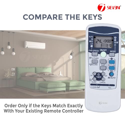 Image of 7SEVEN Compatible AC Remote with Mitsubishi Electric Air Conditioner and Suitable for Split and Window AC, Exactly Match Each Key of Remote with 25 Original remotes Control and use New AAA Batteries.
