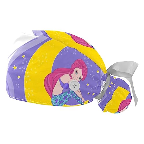 2 berretti bouffant étoiles de sirène violettes réglables