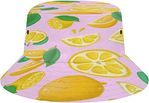 TDTRADD Chapeau cloche citron, casquette de pêcheur d'été pour homme et femme, chapeau de plage pliable unisexe pour les vacances, les voyages en plein air, citron, Taille unique