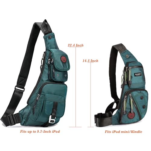 Image of Nicgid Sling Bag Chest Shoulder Backpack Fanny Pack Crossbody Bags for Men (Dark green(Fits 9.7-Inch iPad))