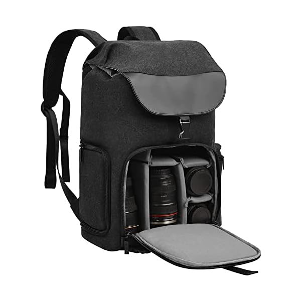 CADeN-Camera-Backpack-Canvas-Camera-Bag-for-DSLRSLR-Mirrorless-Camera-with-156-inches-Laptop-Compartment-Camera-Case-Compatible-for-Sony-Canon-Nikon-Cameras-and-Lens-Tripod-Waterproof-Black CADeN Camera Backpack Canvas Camera Bag for DSLR/SLR Mirrorless Camera with 15.6 inches Laptop Compartment, Camera Case Compatible for Sony Canon Nikon Cameras and Lens Tripod Waterproof Black