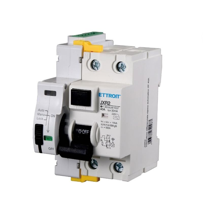 ETTROIT INTERRUTTORE DIFFERENZIALE SALVAVITA RIARMO AUTOMATICO PER BARRA DIN 3 MODULI 2P 40A 230V 30mA 10KA