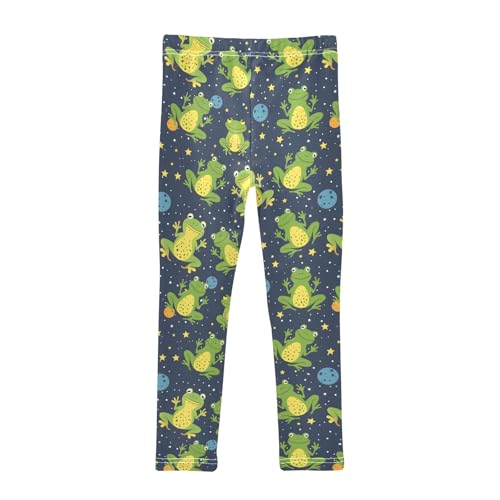 Green Frogs Bubbles Girls Leggings Athletic Pants Tights Stretch Bottom2