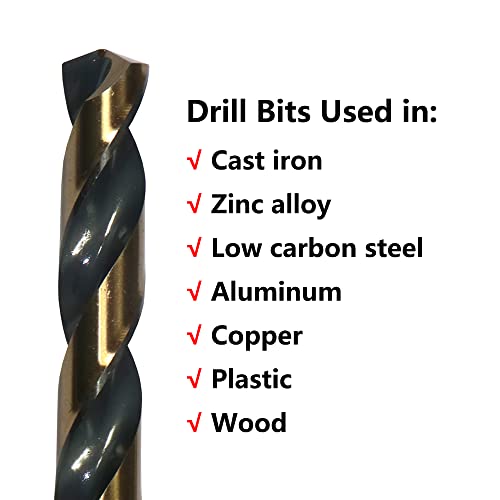 VALYRIANTOOL 6PCS 1/2" HSS Black Gold Twist Drill Bits Set, 135 Degree Split Point, Jobber Metal Drill Bit, General Purpose for Use in Mild Steel, Copper, Aluminum, Zinc Alloy, Wood, and Plastic by VALYRIANTOOL - Image 7