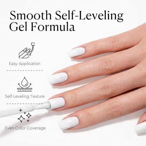 Image of AZUREBEAUTY 18ML White Gel Nail Polish - Pure White Soak Off UV /LED Gel Polish for French Tips, High Gloss Solid White Nail Art Gel for DIY Manicure Salon Use