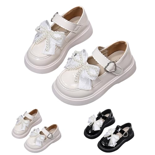 Girls Elegant Sneakers Bow Pearl Cute Sequins Ankle Mary Jane Shoes Leather Soft Wedding Birthday Shoes for Kids2