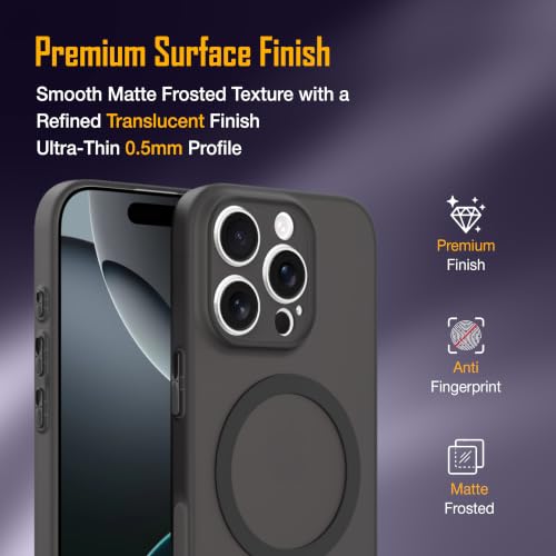 Image of ZAP CASE Paper Thin Case for iPhone 16 Pro | Ultra-Slim 0.5 mm Back Cover | Metal Buttons | Lightweight | Matte Finish | Anti-Fingerprint | Scratch Resistant | Camera Protection | Magsafe | Black