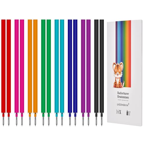 16 Bunt Ersatzminen Kompatibel Mit Legami Gelstiften [ 2 x 8 Faber ] Nachfullminen mit radierbarer Tinte 0.7 mittlere Stärke Gel-Tintenrollermine