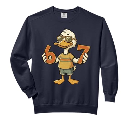 67 Meme Cute Duck 6 7 Funny Six Seven 6-7 Gen Alpha Slang Comfort Colors Adult Sweatshirt