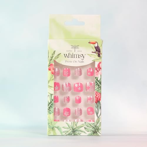 Image of Whimsy Beauty 24pcs Kids Press-On Nails|Reusable Artificial Stick on Nail Set|Quick Fix, Lightweight, Long Lasting, Easy to Use Nails for Children|Acrylic Nails for Kids (Glitter Star)