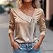 Womens Tops Summer Women's Tunic Tops Henley Shirt V Neck Casual Loose Long Sleeve Blouse Shirt Tops Womens Spring Fashion 2024