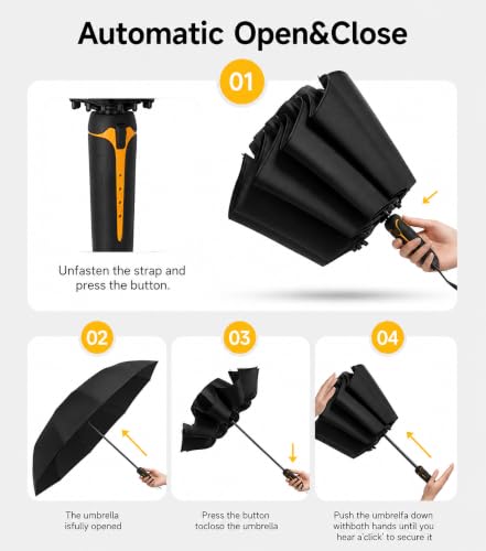 Image of Contacts Compact Folding Umbrella - Windproof Travel Umbrella with Automatic Open /Close, Waterproof, UV Protection, Portable Umbrella for Men, Women & Kids