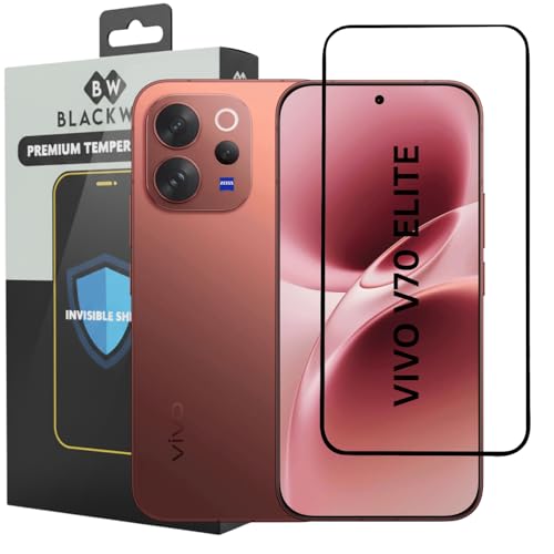 Image of Blackwik Premium Tempered Glass Screen Protector for Vivo V70 Elite with Edge-To-Edge Protector Coverage | Easy Installation Kit (Black)