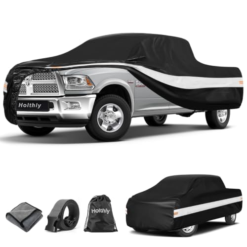 Image of 10 Layers Truck Cover Waterproof All Weather Custom Fit for Ford /Ram /Chevrolet Regular Cab Short Bed, Outdoor Full Exterior Pickup Car Cover for Automobiles Sun Rain Snow Ice Protection. Black