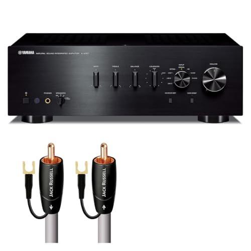 Image of Yamaha A-S701 Amplifier Bundle w /AudioQuest Jack Russell Cable (Black) | Integrated amplifier with 100W x 2, optical /coaxial inputs, Pure Direct and AudioQuest Jack Russell 4m subwoofer cable