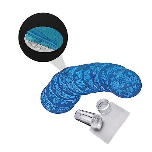 SAFIGLE 1 Juego Juego de placas de acero de arte de uñas placas de uñas para arte de uñas plantillas para estampar uñas Placa de acero de impresión de uñas plantilla de uñas de silicona