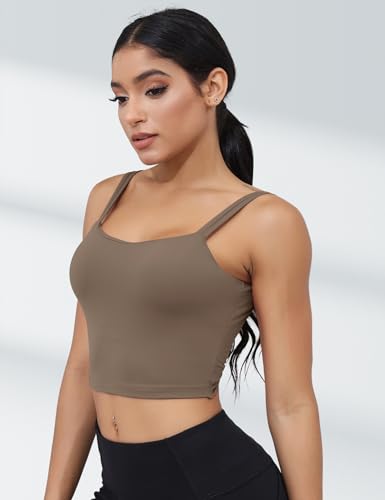 Image of LUYAA Womens Workout Sports Bras Backless Padded Yoga Tank Tops Crop Twist Low Back Cami Bra for Gym