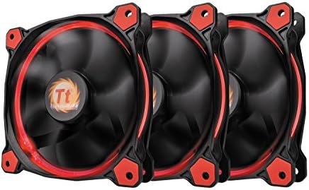 Thermaltake Riing 12 High Static Pressure Circular Ring Red LED Case/Radiator Fan with Anti-Vibration Mounting System Triple Pack Cooling CL-F055-PL12RE-A