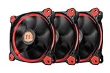 Thermaltake Riing 12 High Static Pressure Circular Ring Red LED Case/Radiator Fan with Anti-Vibration Mounting System Triple Pack Cooling CL-F055-PL12RE-A