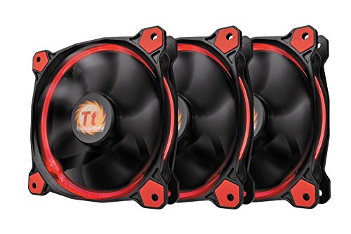Thermaltake Riing 12 High Static Pressure Circular Ring Red LED Case/Radiator Fan with Anti-Vibration Mounting System Triple Pack Cooling CL-F055-PL12RE-A