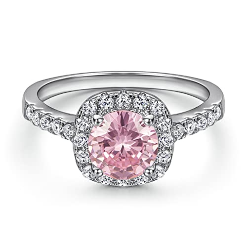 Bague argent KnSam femme avec oxyde de zircone style halo scintillant