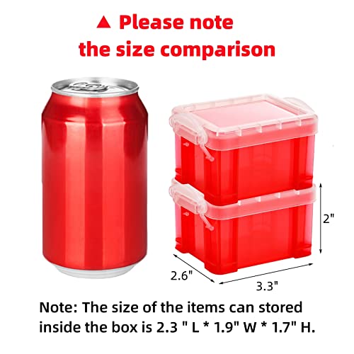 Image of Hiceeden 24 Pack Mini Plastic Storage Bins with Lid, 3.3 inchx2.6 inchx2 inch Clear Latch Small Storage Box, Stackable Organizer Container for Crafts, Jewelry Beads, Office Supplies, 8 Colors