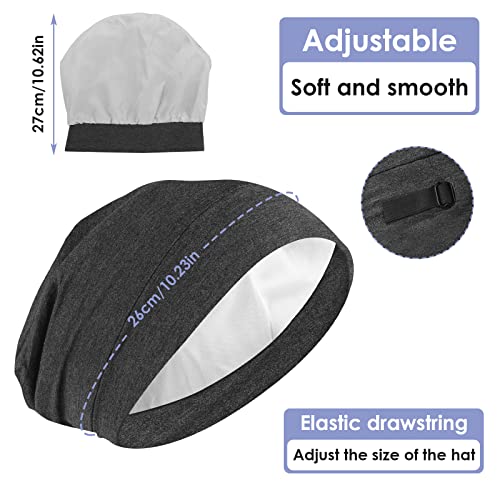 Molain Satin Bonnet Sleep Cap Hair Cover Bonnet Satin Lined Slouchy Beanie Night Sleeping Hat Adjustable Stay on Silk Lined Slouchy Beanie Hat Black