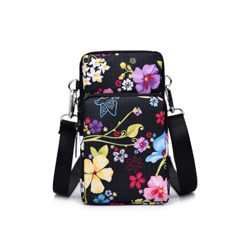 JEYORZY 1 pcs Sac de téléphone Portable, Sac bandoulière Portefeuille Poche, sacs à Fleurs Petite Bandoulière en Nylon Téléphone Portable Mini Sacoche Femme...