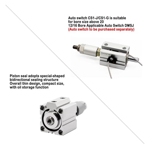 Vérin double effet SDAJ100 à course réglable 100-50 en alu sans aimant - 7