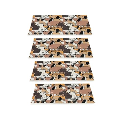 Dog and Cat Grooming Bath Mat Anti Fatigue Easy Clean Adorable No Slip Surface Hair Catching (4 Mats)