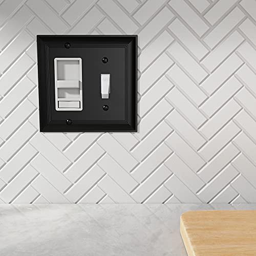 Amazon Basics Decorative 2-Gang Combination Wall Plate - 2-Pack, Flat Black #TOP6