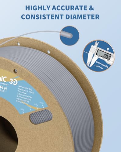 Image of DURAMIC 3D Matte PLA Filament 1.75mm Gray, 1kg Cardboard Spool Matte Finish 3D Printer Filament PLA 1.75mm Dimensional Accuracy 99% + /- 0.03 mm, Printing with FDM 3D Printer, Easy to Remove Support