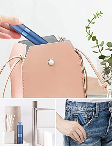 Image of 10ML Mini Perfume Atomizer Spray Bottle, Empty Refillable Glass Travel Cologne Sprayer for Men & Women with Refill Tools (Blue-1)