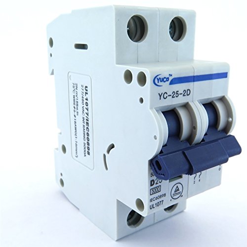 Yuco YC-25-2D Miniature Din Rail Circuit Breaker D Curve 277/480V 50/60Hz 2 Pole (25 Amp)