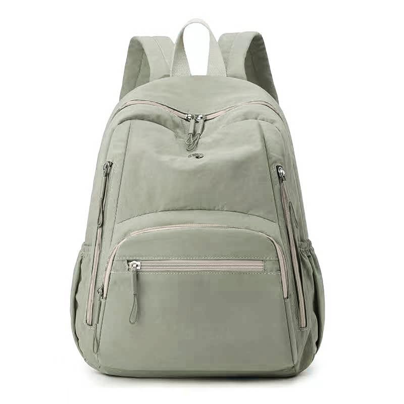 Mochila Feminina de Nylon Grande Capacidade para Viagem, Estudos e Uso Diário, Leve e Casual(2253 - Verde claro)