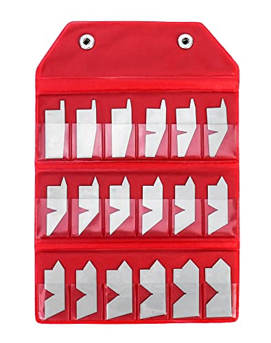 Qwork Stainless Steel Angle Gauge Set, 18 Piece Radius Gauge Set #TOP1