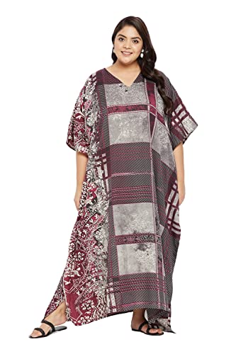 Image of Oussum Women Kaftan Plus Size Polyester Summer Lightweight Caftan Swimsuit Cover Ups Maxi African Mumu Lounge House Dress