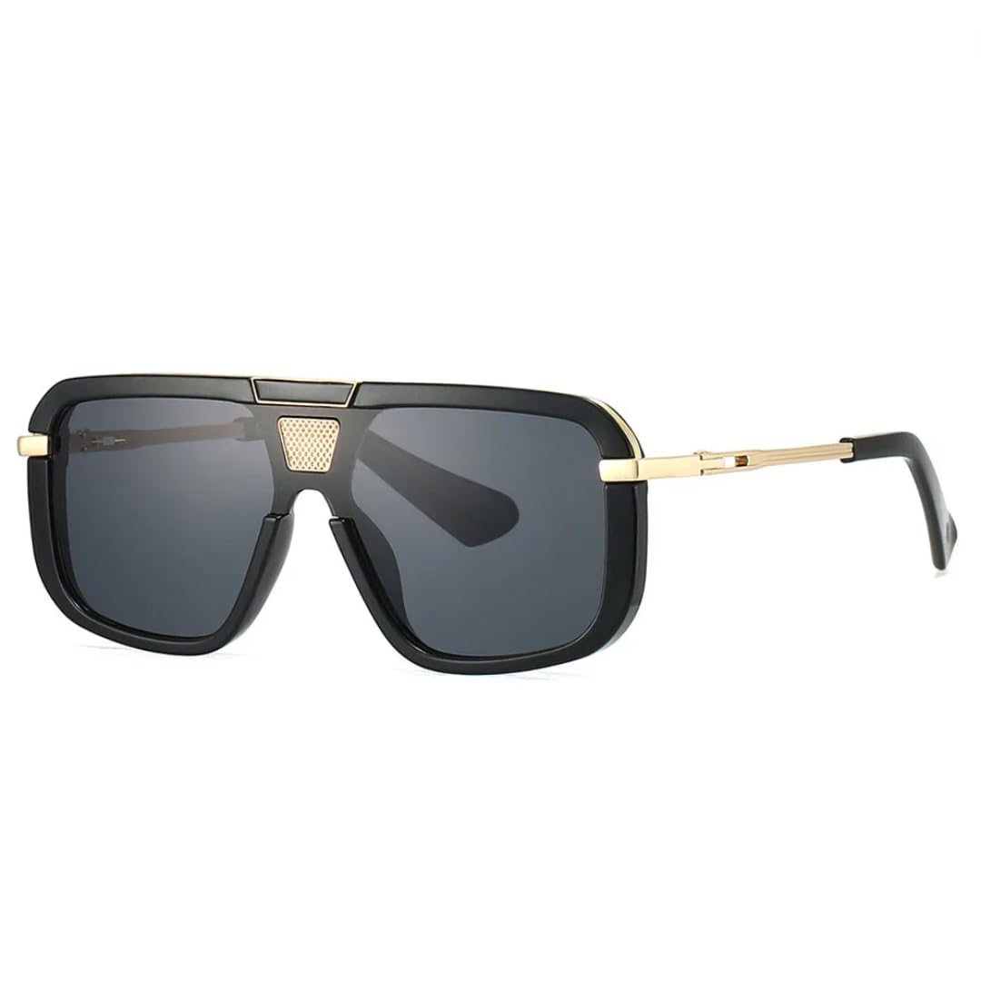 Occhiali da sole oversize vintage con montatura grande da donna per uomo, occhiali da sole di lusso firmati, occhiali da sole punk popolari in metallo