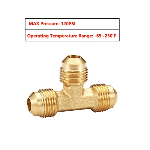 HQMPC Brass Tube Tee Gas Fitting Gas Connector Flare Fitting Brass Tee 1/2"Flare 6Pcs by HQMPC - Used condition - Image 3