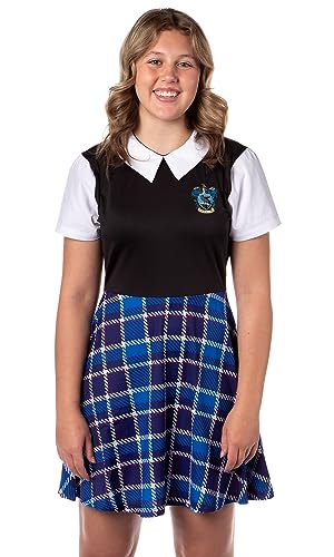 Harry Potter Ravenclaw Costume Dress Cosplay Plaid Skirt Dresses for Women Juniors (X-Large)