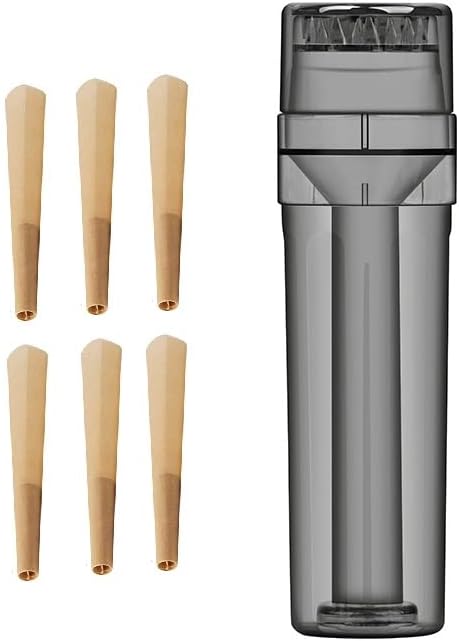 Molinillo de hierbas multifuncional, molinillo de cono transparente para hierbas, viene con 6 conos (gris)