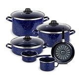 Batería de Cocina Victoria Azul Marino Acero Esmaltado 9 Pzas