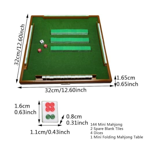 Jeu de mahjong chinois complet peu encombrant avec tuiles durables et mini plateau compact - 5