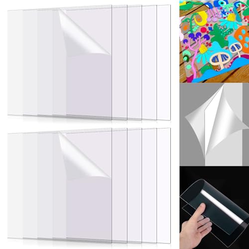 Image of Clear Flexible Plastic Sheets, Set of 10 PET Sheets 12 inchx12 inchx0.02 inch | Easy to Cut, Smooth Transparent Plexiglass Sheets for Crafting Display Painting, Replacement Frames Glass, Signs Projects