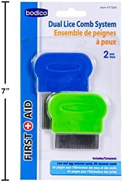 First Aid Bodico 2-pc Lice Eggs Nit Comb Removal System, Stainless Steel